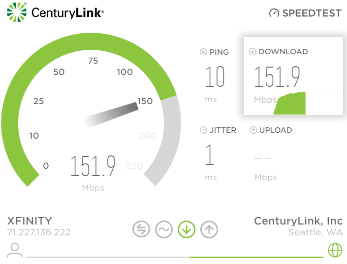 ACenturyLink Speed Test on Desktop