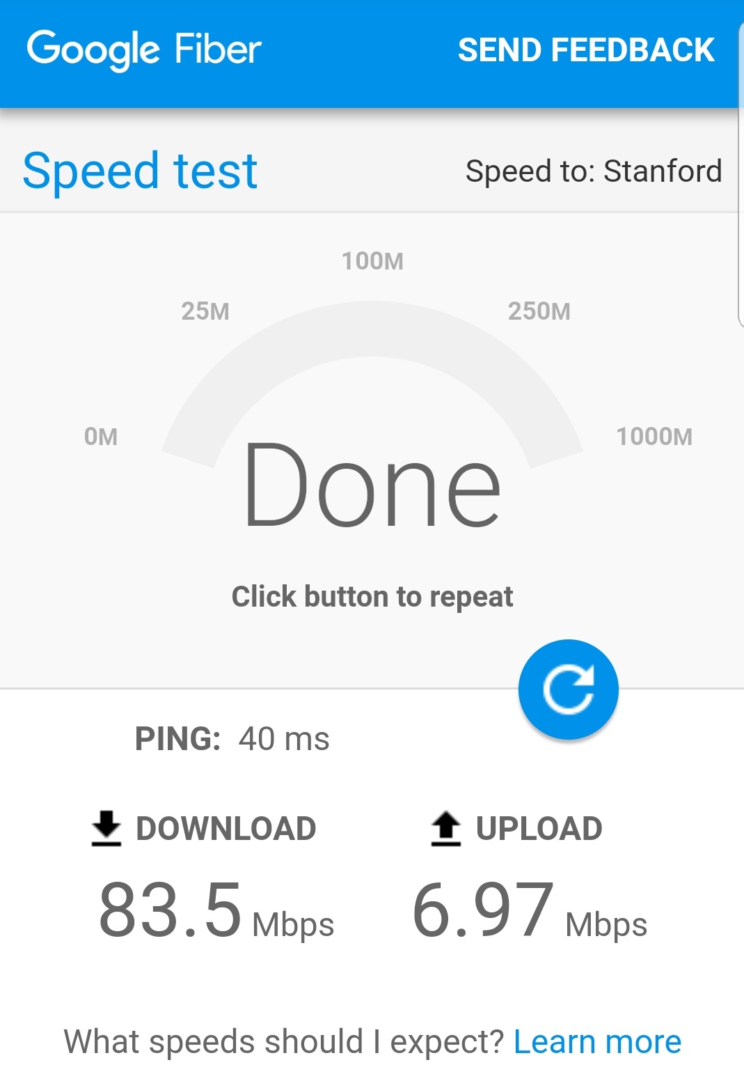 AGoogle Internet Speed Test on Mobile