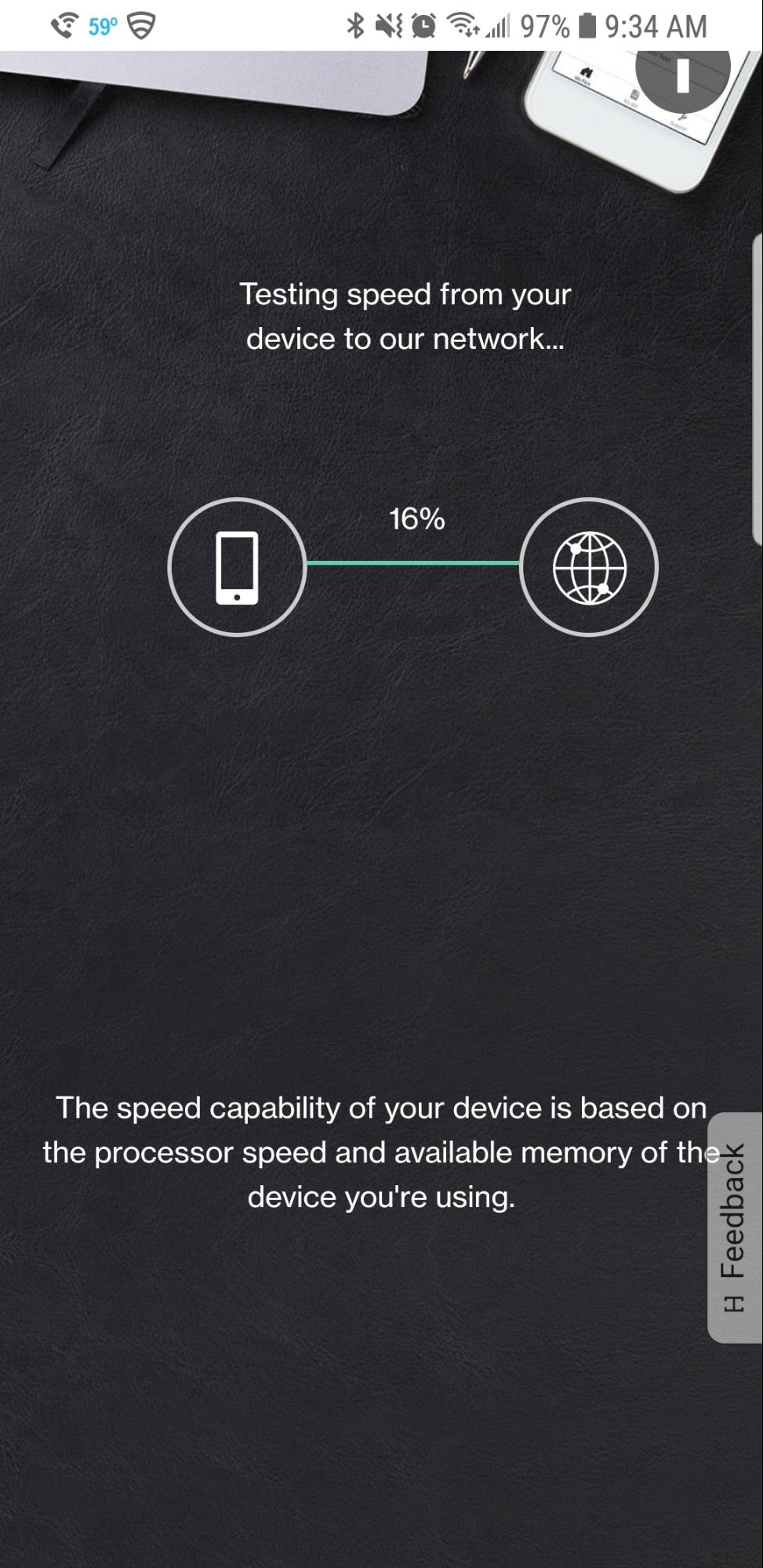 AVerizon Speed Test on Mobile