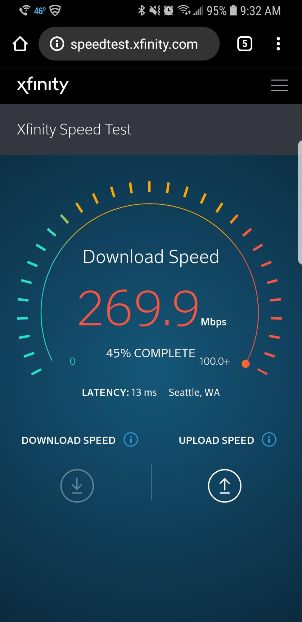 AXfinity Speed Test on Mobile